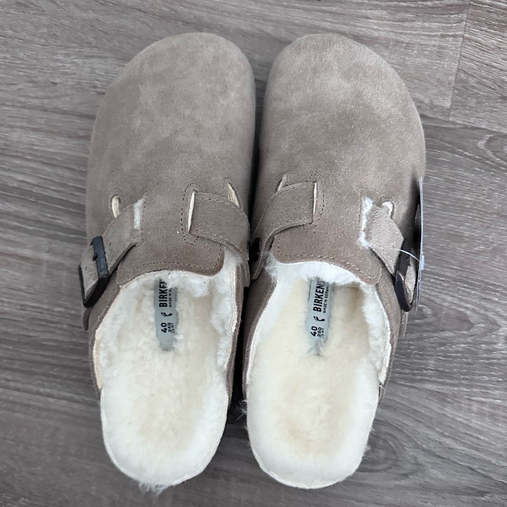 Birkenstock‎ Boston Shearling Suede- Stone Coin- NWT - Picture 8 of 8